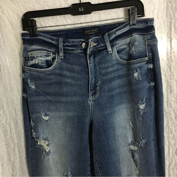 Judy Blue Distressed Straight Fit Jeans Size 9/29 - Picture 3 of 14